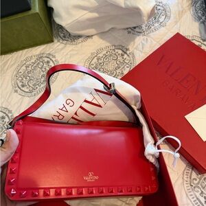 Valentino Red Rockstud Clutch